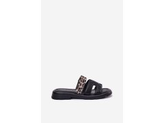 Kožené dámské sandály s páskem leopard vinceza 66769 Černé 7