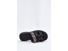 Kožené dámské sandály s páskem leopard vinceza 66769 Černé 8