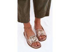 Elegantní sandály s&nbsp;dekorací na plochém podpatku s.barski kv51-003 růžové Zlato 4