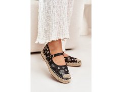 Síťované espadrilky s&nbsp;výšivkou na platformě černé Laxisa 2