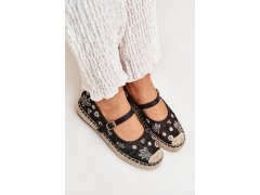 Síťované espadrilky s&nbsp;výšivkou na platformě černé Laxisa 8