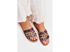 Ploché dámské pantofle se zlatým detalem leopard Noroti 5