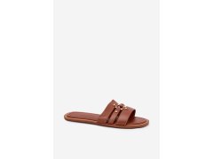 Plážové dámské pantofle se zlatým detailem camel Noroti 3