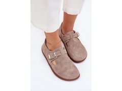 Semišové polobotky barefoot dámské s přezkou zazoo n1261 Béžové 4