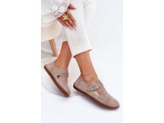 Semišové polobotky barefoot dámské s přezkou zazoo n1261 Béžové 6