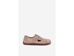 Semišové polobotky barefoot dámské s přezkou zazoo n1261 Béžové 7