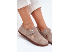 Semišové polobotky barefoot dámské s přezkou zazoo n1261 Béžové 8