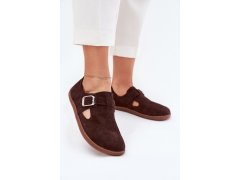 Semišové polobotky barefoot dámské s přezkou zazoo n1261 čokoládové 1