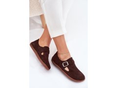 Semišové polobotky barefoot dámské s přezkou zazoo n1261 čokoládové 6
