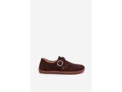 Semišové polobotky barefoot dámské s přezkou zazoo n1261 čokoládové 7