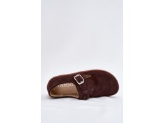 Semišové polobotky barefoot dámské s přezkou zazoo n1261 čokoládové 8