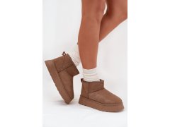 Dámské sněhule na platformě zateplené kožíškem khaki Vesirae 5