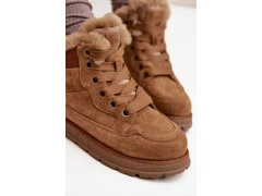 Semišové sněhule dámské na platformě s kožíškem big star ss274370 Camel 5