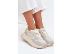 Zateplené dámské sneakersy na platformě big star ss274008 hi-poly system světle béžové 2