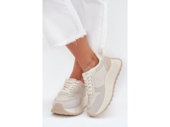 Zateplené dámské sneakersy na platformě big star ss274008 hi-poly system světle béžové 4