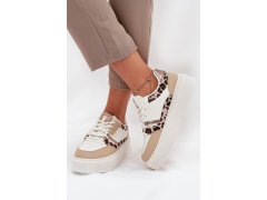 Dámské tenisky na platformě big star ss274357 leopardí Bílá-Bežová 5