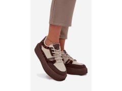 Dámské sneakersy na platformě big star ss274356 leopardí hnědo-bežové 2