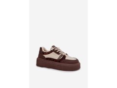 Dámské sneakersy na platformě big star ss274356 leopardí hnědo-bežové 4