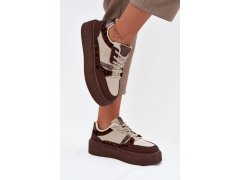 Dámské sneakersy na platformě big star ss274356 leopardí hnědo-bežové 5