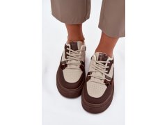 Dámské sneakersy na platformě big star ss274356 leopardí hnědo-bežové 6