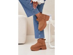 Dámské nízké sněhule na zasun s&nbsp;tepelnou podšívkou camel Mavelle 4