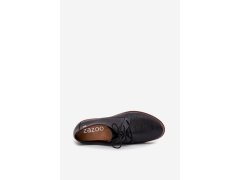Dámské kožené elegantní šněrovací polobotky zazoo 4238 Černé 2