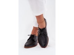 Dámské kožené elegantní šněrovací polobotky zazoo 4238 Černé 3