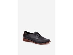 Dámské kožené elegantní šněrovací polobotky zazoo 4238 Černé 4