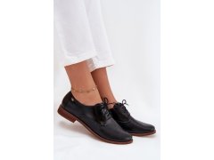 Dámské kožené elegantní šněrovací polobotky zazoo 4238 Černé 7