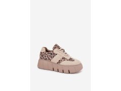 Semišové zateplené dámské tenisky na masivní platformě vinceza 66841 leopardo béžové 4