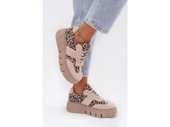 Semišové zateplené dámské tenisky na masivní platformě vinceza 66841 leopardo béžové 5