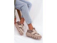 Semišové zateplené dámské tenisky na masivní platformě vinceza 66841 leopardo béžové 6