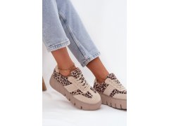 Semišové zateplené dámské tenisky na masivní platformě vinceza 66841 leopardo béžové 7