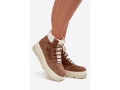 Semišové dámské sněhule s kožíškem na platformě vinceza 95354 Camel 1