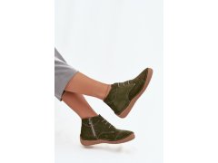 Kožené dámské polobotky s prošitím na zip artiker 57c2119 zelené 6