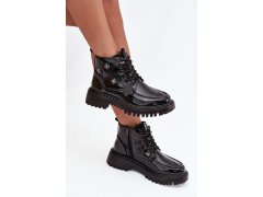 Kožené zateplené dámské boty s ozdobami artiker 57c0345 Černé 8