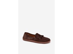 Kožené semišové mokasiny typu barefoot zazoo 322 čokoládové 3