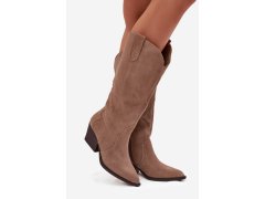 Kožené semišové kozačky dámské zateplené khaki Urselle 2