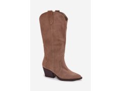 Kožené semišové kozačky dámské zateplené khaki Urselle 8