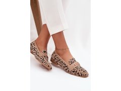 Mokasyny loafersy dámské s ozdobným prvkem pantera béžové Evelora 6