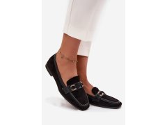 Mokasiny loafersy dámské s ozdobným prvkem černé Evelora 2