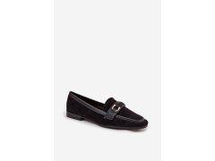 Mokasiny loafersy dámské s ozdobným prvkem černé Evelora 3