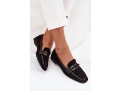 Mokasiny loafersy dámské s ozdobným prvkem černé Evelora 6