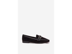 Mokasiny loafersy dámské s ozdobným prvkem černé Evelora 7