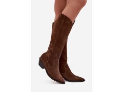 Kozaki kovábojky z přírodního semiše vyhřívané zazoo 4225 Hnědé 1