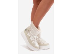 Dámské zimní boty na platformě lee cooper lcj 25 03 3815 Bílé 2