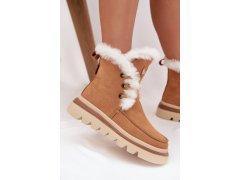 Dámské zimní boty z přírodního semiše lee cooper lcj-25-01-3738 Camel 6