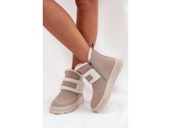 Zimní boty dámské z přírodního nubuku s kožichem lee cooper lcj 25 01 3739 světle šedé 2