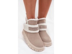 Zimní boty dámské z přírodního nubuku s kožichem lee cooper lcj 25 01 3739 světle šedé 4