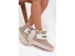 Zimní boty dámské z přírodního nubuku s kožichem lee cooper lcj 25 01 3739 světle šedé 5